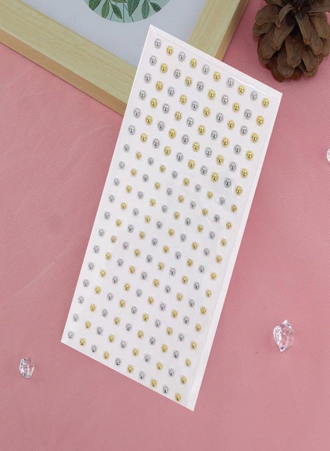 كويبي ورقتان من أحجار الراين اللاصقة للوجه بأحجام 3/4/5 مم، ملصقات زينة للوجه والعينين (ذهبي + فضي) - Image 5